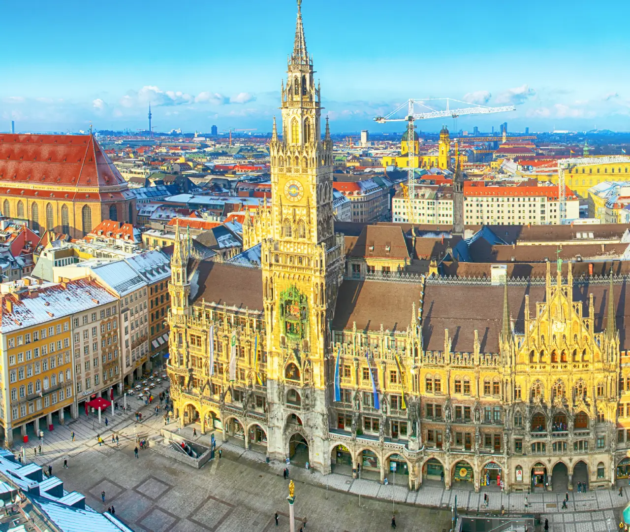Aerial view of Munich's historic city center.